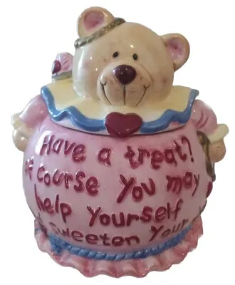 Teddy Bear Ceramic Cookie/Treat Jar By Ganz 7  H.  READ Description. • $14