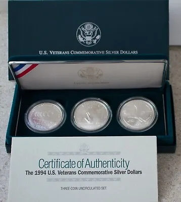 1994 W Veterans Memorial POW Women In Military 3 BU Silver $1 Dollar Coins  • $139.99