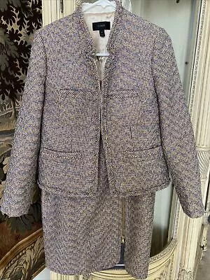 J.Crew Pencil Skirt & Jacket Set In Purple Gold Metallic Tweed Sz 6 Pristine • $169