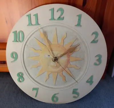 Beautiful Sun Motif Wall Clock 12 Inch Diameter Fully Working In Great Condition • $36.98