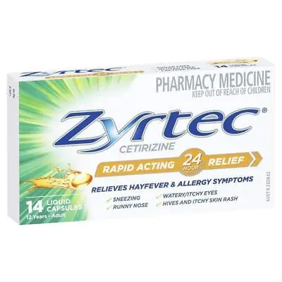 Zyrtec Rapid Acting Relief Hayfever & Allergy Liquid Capsules 14 Pack • $17.49