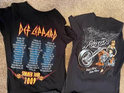DEF LEPPARD SUMMER TOUR 2009 And POISON ROCK HARD RIDE HARD VINTAGE T SHIRTS M • $30