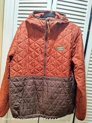 LL Bean Katahdin Insulated Colorblock Quilted Primaloft Jacket Red Maroon M • $38