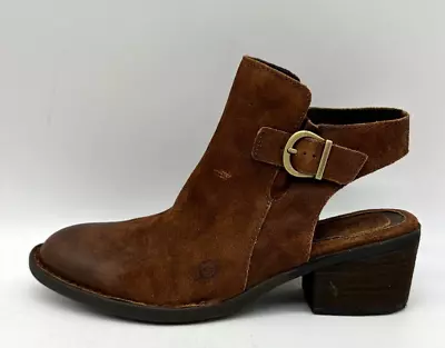 Born Margrit Brown Leather Slingback Boots Sz 9 M / 40.5 Eu Open Heel • $31.99