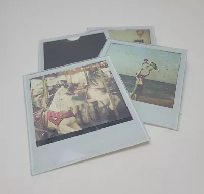 Polaroid Glass Picture Frames Coasters Set Of 4 Frosted • $9.99