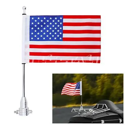 Motorcycle American USA Flag Pole Flagpole Luggage Rack Mount Fit For Harley • $15.99