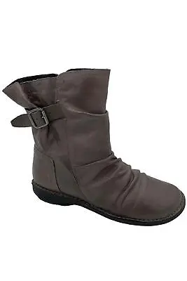 Miz Mooz Leather Buckled Mid Boots Parade Graphite • $94.99