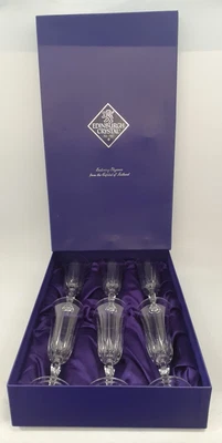 £50 • Buy 6 X Edinburgh Crystal Cut Glass Champagne Flutes In Presentation Box (AN_4599)