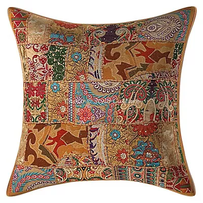 Traditional Cotton Couch Cushion Seat Khaki 60 X 60 Cm Patchwork Pillow Covers • $28.42