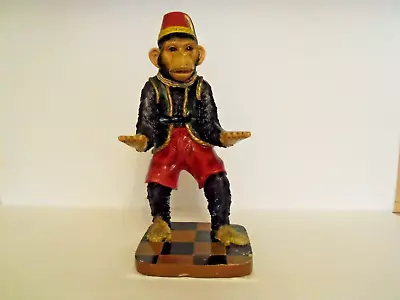 Monkey Butler Empty Hands Figurine On Checkered Stand 12 T Napkin/Towel/Holder • $59.99