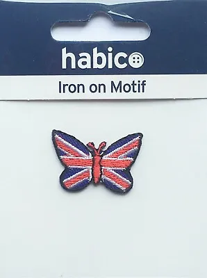 Habico Mini / Small Union Jack Butterfly Iron On Motif Patch Child Or Adult • £3.49