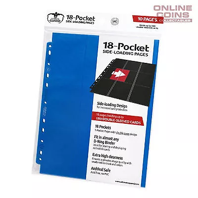 Ultimate Guard 18-Pocket Side-Loading Trading Card Pages - BLUE • $11.95