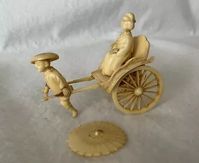 Vintage Japanese Figurine Celluloid/Plastic Ricksha Man Pulling Lady • $9