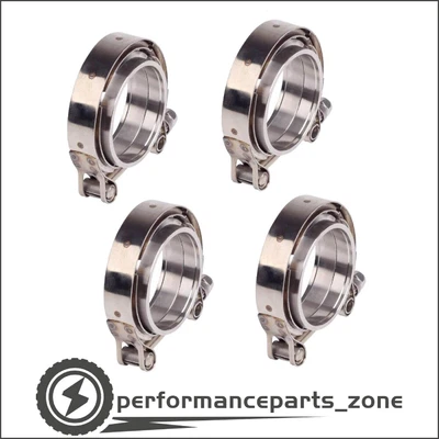 $46.99 • Buy 4X 2.5  Inch V-Band Flange&Clamp Kit For Turbo Exhaust Downpipes Stainless Steel
