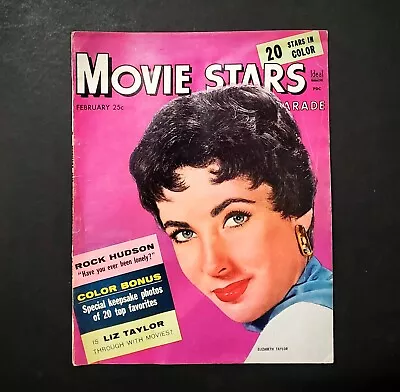 February 1955 ELIZABETH TAYLOR Movie Stars Parade Vintage Magazine - NO LABEL • $7.99