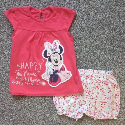 GEORGE Baby Girls 12-18 Months MINNIE MOUSE Top And Shorts Outfit (A174) • £1.70