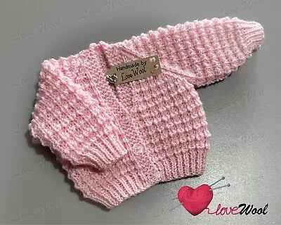 NEW Knitted Baby Cardigan 0-3 Month Pink • £9.99