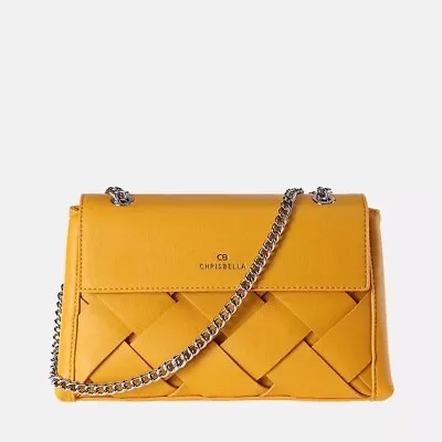£42.99 • Buy CHRISBELLA GENUINE LEATHER YELLOW- NEW -Designer X Body Shoulderbag Handbag