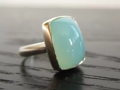 Aqua Chalcedony Gemstone  925 Sterling Silver Ring Mother's Day Jewelry AB-956 • $10.42