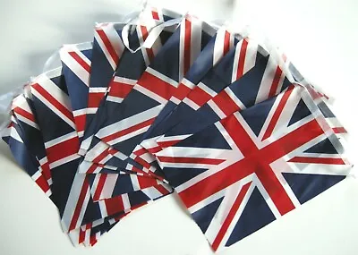 Fabric Union Jack Bunting 20 Flags 5.5m/18 Ft - SALE BARGAIN - Free Post • £3.25