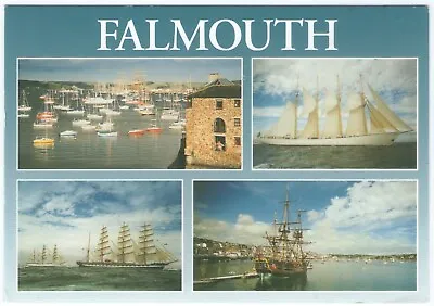Falmouth Multi View Colour Postcard Posted 2014 • £2.10