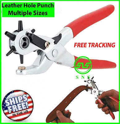 9  Leather Hole Punch Heavy Duty Hand Pliers Belt Holes 6 Sized Puncher Tool New • $7.49