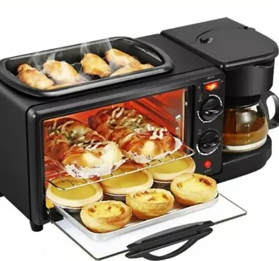 3 IN 1 Breakfast  Maker Makes 4. 8oz Cups Of Coffee / Toaster Oven /frying Pan  • $66