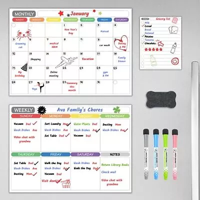 Weekly Magnetic Whiteboard Calendar Dry Erase Board Fridge Planner Organizer USA • $12.87