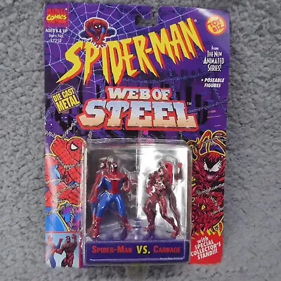 Vintage 1994 Marvel Comics SPIDER-MAN Vs CARNAGE Die-Cast Figures Toy Biz NEW • $14.99