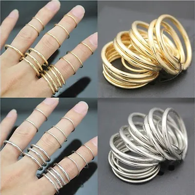 16pcs/Set New  Punk Stackable Plain Band Above Knuckle Midi Finger Ring  GD _PN • £4.44