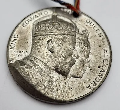 Antique 1901 Edward VII Queen Alexandra Coronation Medal By Emil Fuchs 38mm  • £15