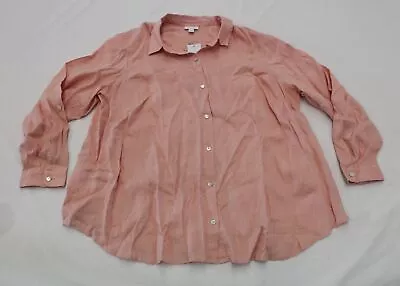 J.Jill Women's Plus Linen Tab-Sleeve A-Line Shirt CM5 Grapefruit Size 2X NWT • $12.50