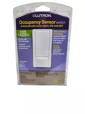 Lutron MS-OPS2H-WH Maestro Occupancy Motion Sensor Switch White All Bulb Types  • $13.49