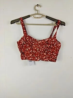 $27.04 • Buy Pull And Bear Womens Bralet  Brown Floral Print Cropped Size Medium