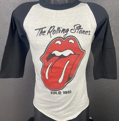 Vintage 1981 Rolling Stones Concert Tour T Shirt Band Baseball Style • $124.99