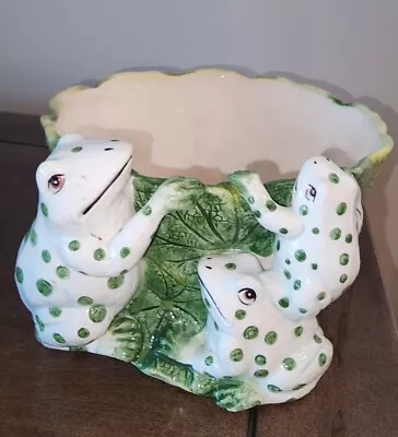 Vtg Seymour Mann 3 Polka Dot Frogs Ceramic Planter Medium 8 Inch Diameter • $24.99