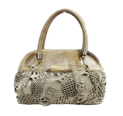 Vintage! R & Y Augousti Women's Tan Perforated Leather Shoulder Purse Handbag • $67.50