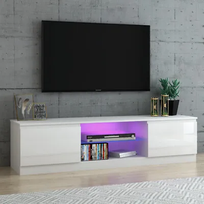 £85.29 • Buy Modern 160cm TV Unit Cabinet Stand Sideboard High Gloss Doors FREE LED Lights
