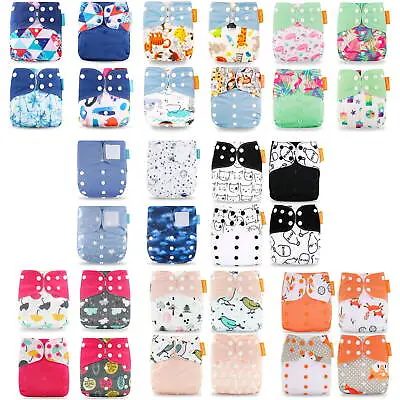 Reusable Cloth Nappies Adjustable 4-Pack - Absorbent Machine Washable 8 Designs • £19.99