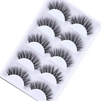 5 Pairs 3D False Eyelashes Long Thick Natural Fake Eye Lashes Set Mink Makeup UK • £3.79