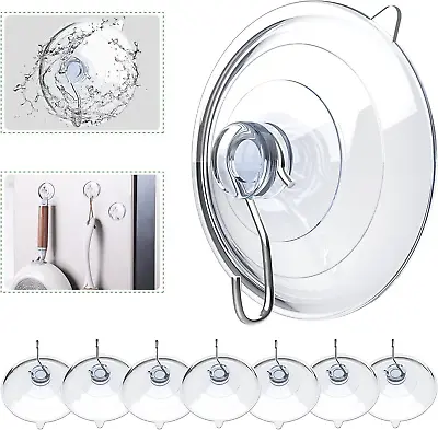 Suction Cup Hooks 2.5 Inches Clear PVC Suction Cups With Metal Hook • $11.16