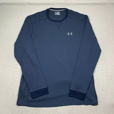 Under Armour ColdGear Shirt Mens 2XL XXL Waffle Knit Blue Long Sleeve Thermal • $19.95