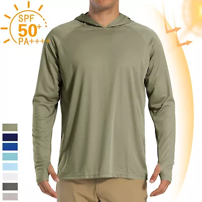 UPF50+ Men's Long Sleeve Fishing Shirts UV Protection Hoodie Casual Sport Shirts • $18.03