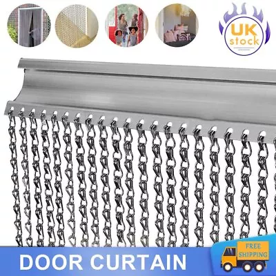 Aluminium Door Fly Screen Metal Chain Curtain Blind Insect Blinds 214cm X 90cm • £7.99