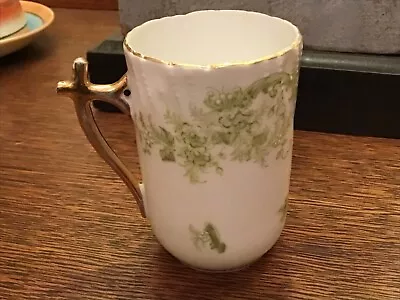 Vintage Fine Green Floral Tea Cup Gold Trim • $15