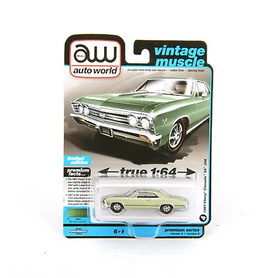 Auto World VINTAGE MUSCLE 1967 Chevy Chevelle SS Green Diecast Car Toys • $13.99
