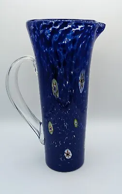 Wave Murano Italy Hand Blown Fused Confetti Millefiori Art Glass Pitcher Carafe • $145