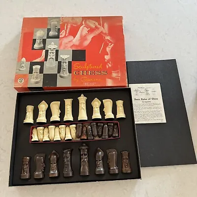 1961 GANINE SALON Edition #1475 GOTHIC Sculptured MARBLED MARBLEIZED Chess Set • $54.99