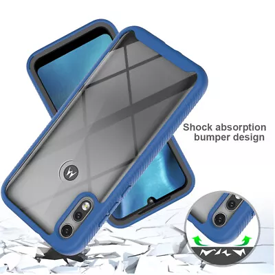 Shockproof Hybrid Rubber+PC Clear Hard Back Case Cover For Motorola Moto E 2020  • $9.88