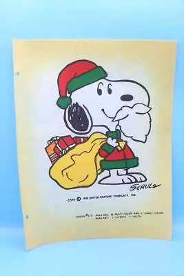 Vintage Snoopy Felt Poster Print Sample Santa Santa • $88.26